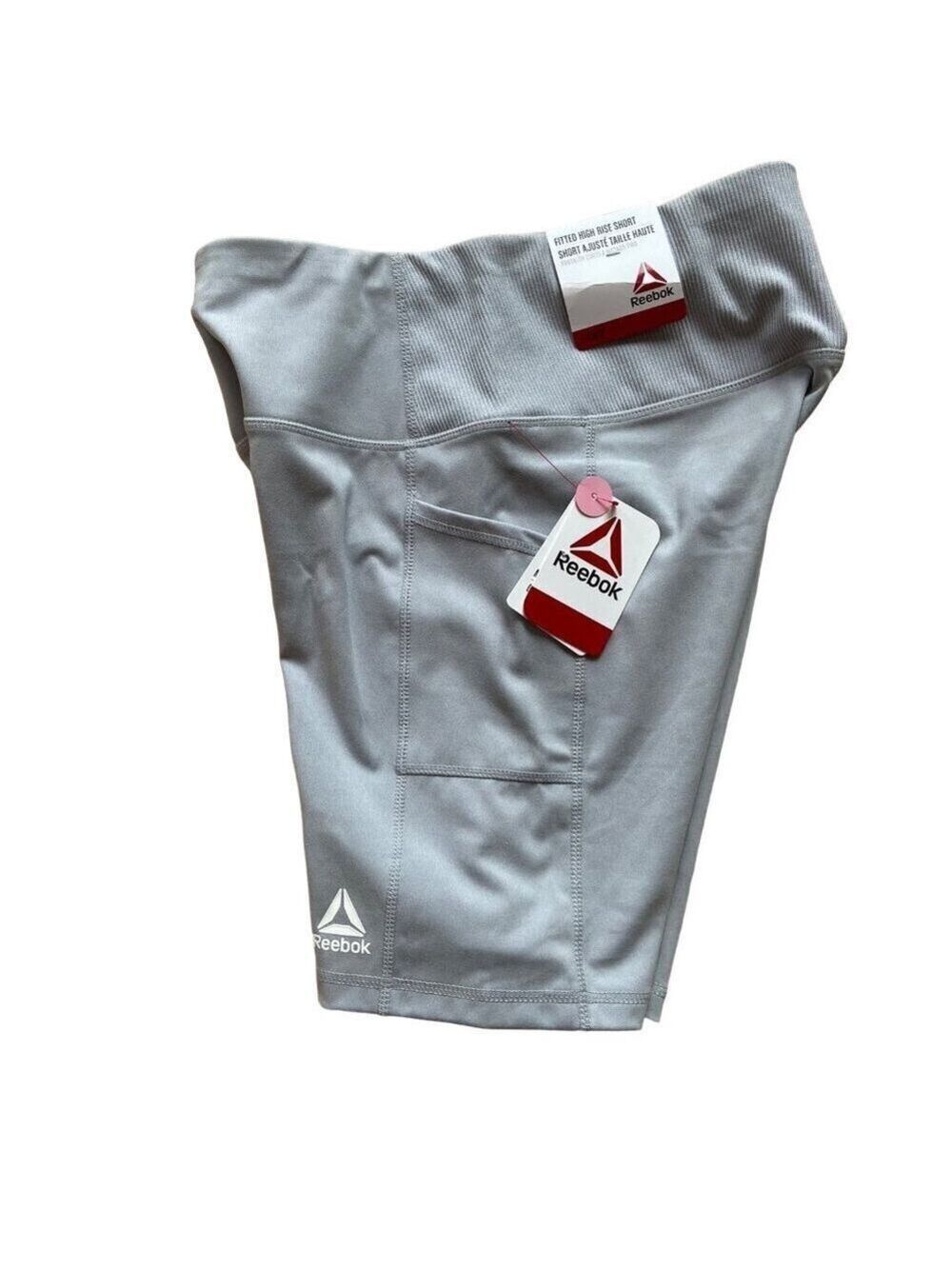 Reebok Women shorts small Fitted High Rise Moisture Management pockets Gray